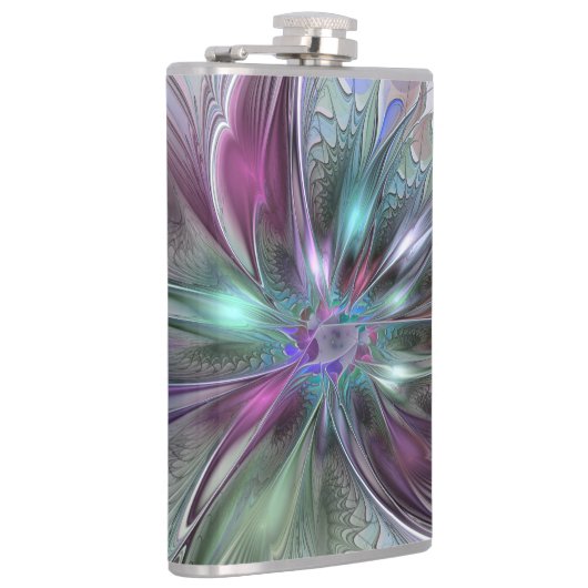 Kleurrijke Fantasy Abstract Modern Fractal Flower Heupfles (Rechts)