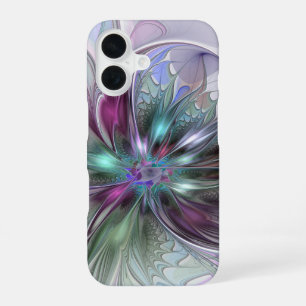 Kleurrijke Fantasy Abstract Modern Fractal Flower iPhone 16 Hoesje