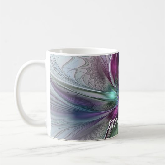 Kleurrijke Fantasy Abstract Modern Fractal Flower Koffiemok (Links)