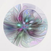 Kleurrijke Fantasy Abstract Modern Fractal Flower Labels (Design 1)