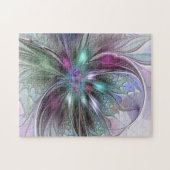 Kleurrijke Fantasy Abstract Modern Fractal Flower Legpuzzel (Horizontaal)