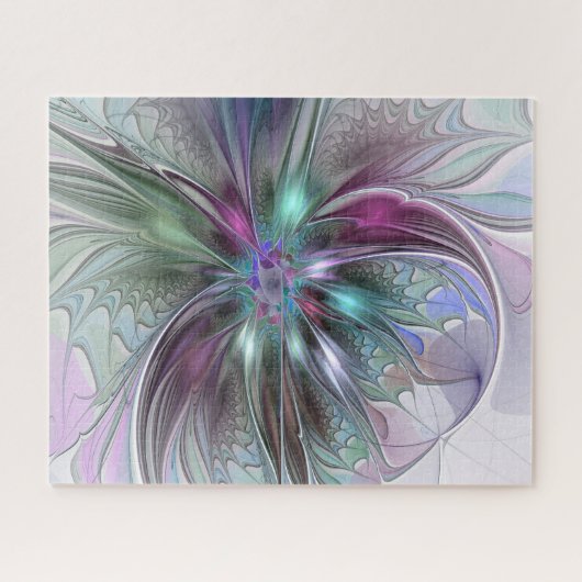 Kleurrijke Fantasy Abstract Modern Fractal Flower Legpuzzel (Horizontaal)