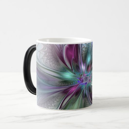 Kleurrijke Fantasy Abstract Modern Fractal Flower Magische Mok (Voorkant links)