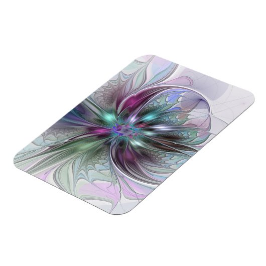Kleurrijke Fantasy Abstract Modern Fractal Flower Magneet (Linkerzijde)