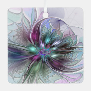 Kleurrijke Fantasy Abstract Modern Fractal Flower Metalen Ornament