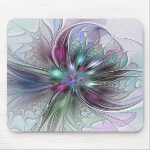 Kleurrijke Fantasy Abstract Modern Fractal Flower Muismat