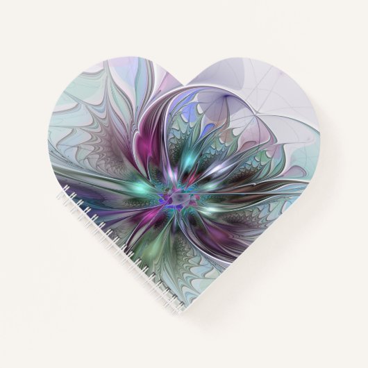 Kleurrijke Fantasy Abstract Modern Fractal Flower Notitieboek (Voorkant)