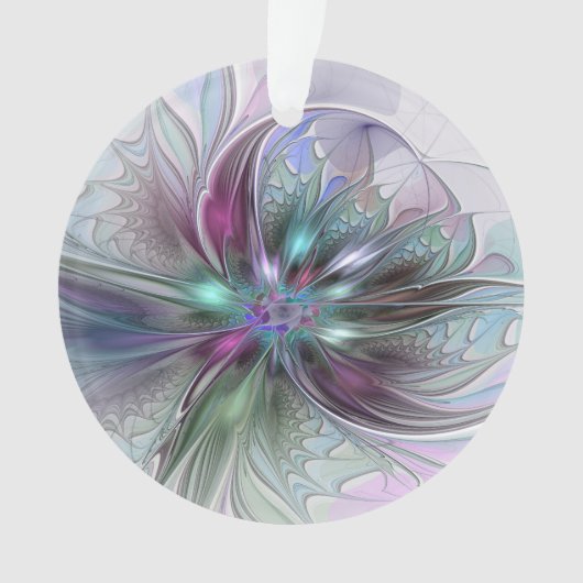 Kleurrijke Fantasy Abstract Modern Fractal Flower Ornament (voorkant)