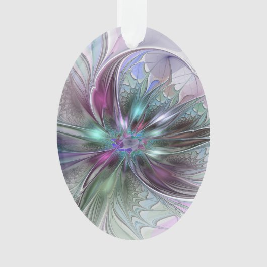 Kleurrijke Fantasy Abstract Modern Fractal Flower Ornament (voorkant)