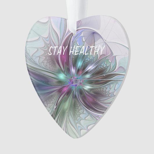 Kleurrijke Fantasy Abstract Modern Fractal Flower Ornament (voorkant)