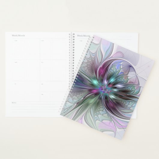 Kleurrijke Fantasy Abstract Modern Fractal Flower Planner (Display)