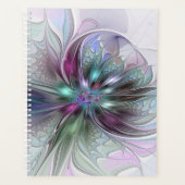 Kleurrijke Fantasy Abstract Modern Fractal Flower Planner (Voorkant)