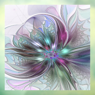 Kleurrijke Fantasy Abstract Modern Fractal Flower Raamsticker