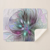 Kleurrijke Fantasy Abstract Modern Fractal Flower Sherpa Deken (Voorkant (horizontaal))