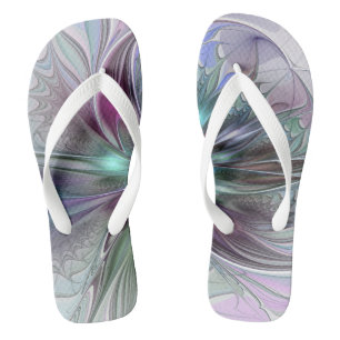 Kleurrijke Fantasy Abstract Modern Fractal Flower Teenslippers