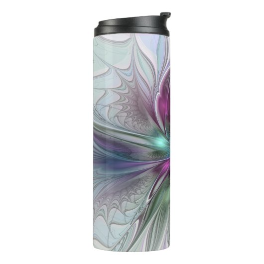 Kleurrijke Fantasy Abstract Modern Fractal Flower Thermosbeker (Gedraaid links)