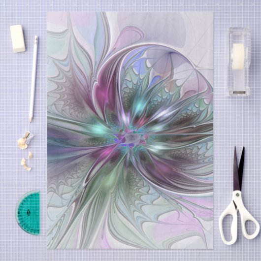 Kleurrijke Fantasy Abstract Modern Fractal Flower Tissuepapier (Craft)