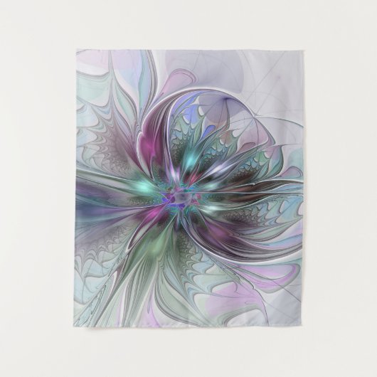 Kleurrijke Fantasy Abstract Modern Fractal Flower Wandkleed (Voorkant)