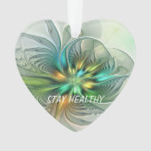 Kleurrijke Fantasy Abstracte Bloem Fractal Art Tek Ornament (voorkant)