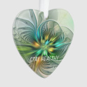 Kleurrijke Fantasy Abstracte Bloem Fractal Art Tek Ornament (voorkant)