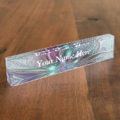 Kleurrijke Fantasy Abstracte Fractal Flower Eigen  Naambordje (Zijkant)