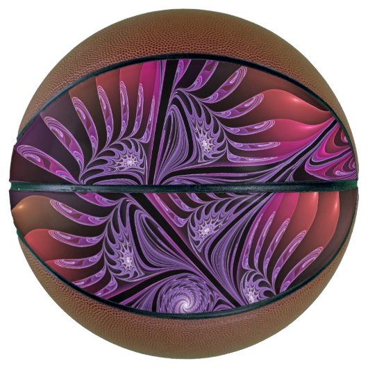 Kleurrijke Fantasy Abstracte Trippy Paarse Fractal Basketbal (Voorkant)