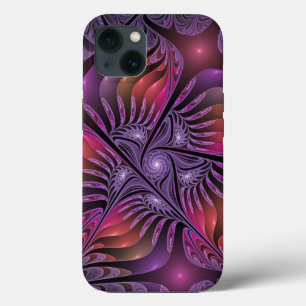 Kleurrijke Fantasy Abstracte Trippy Paarse Fractal iPhone 13 Hoesje