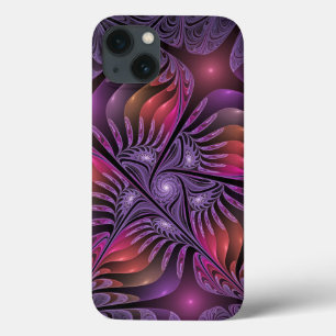 Kleurrijke Fantasy Abstracte Trippy Paarse Fractal iPhone 13 Hoesje