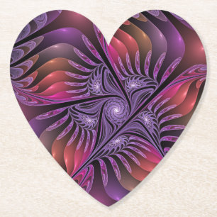 Kleurrijke Fantasy Abstracte Trippy Paarse Fractal Kartonnen Onderzetters