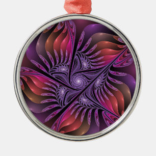Kleurrijke Fantasy Abstracte Trippy Paarse Fractal Metalen Ornament