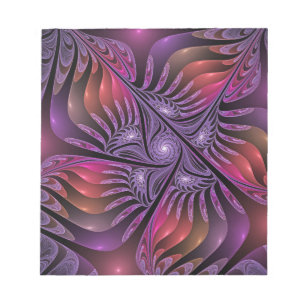 Kleurrijke Fantasy Abstracte Trippy Paarse Fractal Notitieblok