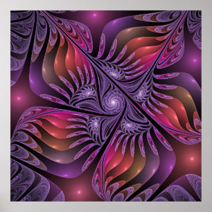 Kleurrijke Fantasy Abstracte Trippy Paarse Fractal Poster