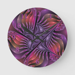 Kleurrijke Fantasy Abstracte Trippy Paarse Fractal Ronde Klok