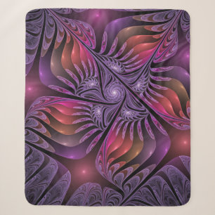 Kleurrijke Fantasy Abstracte Trippy Paarse Fractal Sherpa Deken