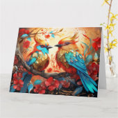 Kleurrijke Fantasy Bird Kaart (Gele Bloem)