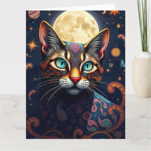 Kleurrijke Fantasy Blank Cat Kaart