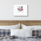 Kleurrijke Fantasy Eend met Bloemen en Vlinders Canvas Afdruk (Insitu (Slaapkamer))
