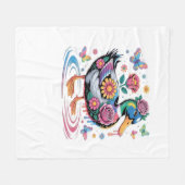 Kleurrijke Fantasy Eend met Bloemen en Vlinders Fleece Deken (Voorkant (Horizontaal))