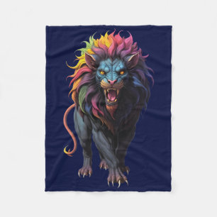 Kleurrijke Fantasy Kunst Een Leeuw Fleece Deken