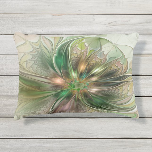 Kleurrijke Fantasy Modern Abstracte fractale venti Buitenkussen (Voorkant)