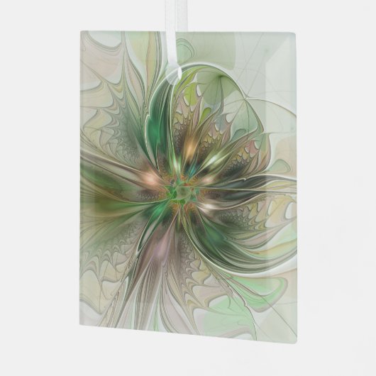 Kleurrijke Fantasy Modern Abstracte fractale venti Glas Ornament (Voorkant links)