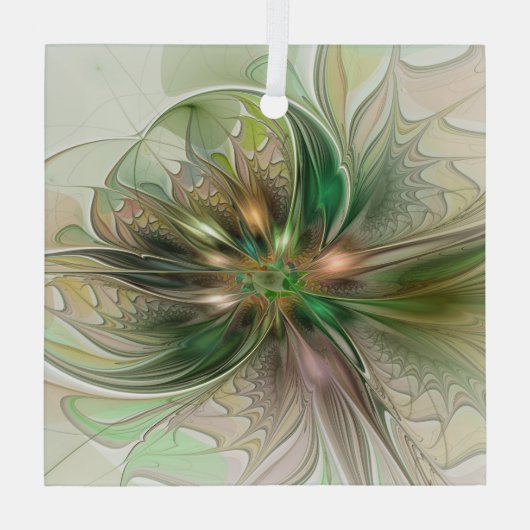 Kleurrijke Fantasy Modern Abstracte fractale venti Glas Ornament (Achterkant)