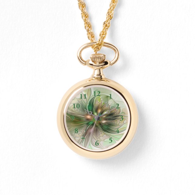 Kleurrijke Fantasy Modern Abstracte fractale venti Horloge (Voorkant)