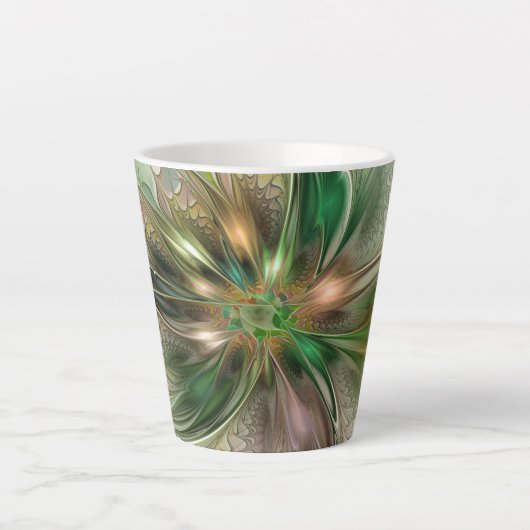 Kleurrijke Fantasy Modern Abstracte fractale venti Latte Mok (Voorkant)