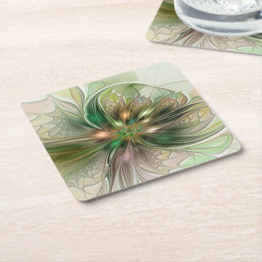 Kleurrijke Fantasy Modern Abstracte fractale venti Vierkante Kartonnen Onderzetter (Schuin)