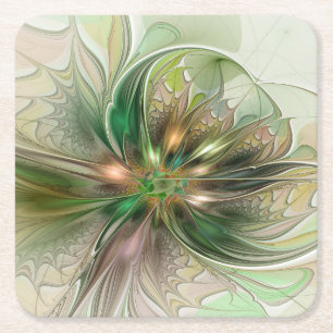 Kleurrijke Fantasy Modern Abstracte fractale venti Vierkante Kartonnen Onderzetter