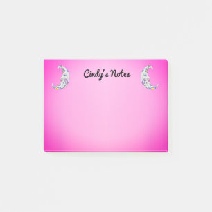 Kleurrijke Fantasy Moons Gezichten op Hot Pink Post-it® Notes