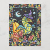 KLEURRIJKE FANTASY ZEEPAARDJE, HEKS IN HALLOWEEN Z FEESTDAGENKAART