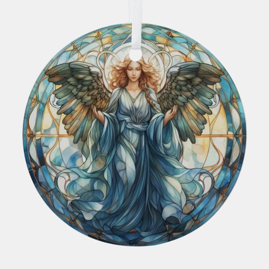 Kleurrijke Faux Glas in lood Angel Ornament (Achterkant)