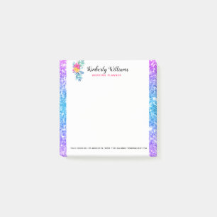Kleurrijke Faux Glitter & Bloemen Boeket Post-it® Notes